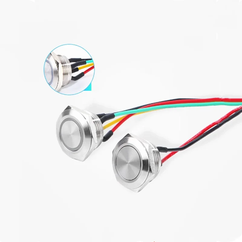 

150mm cable power supply 12v LED light momentary short mini push button switch 12/16/19/22/25/30 mm pressure switch 220v 24v