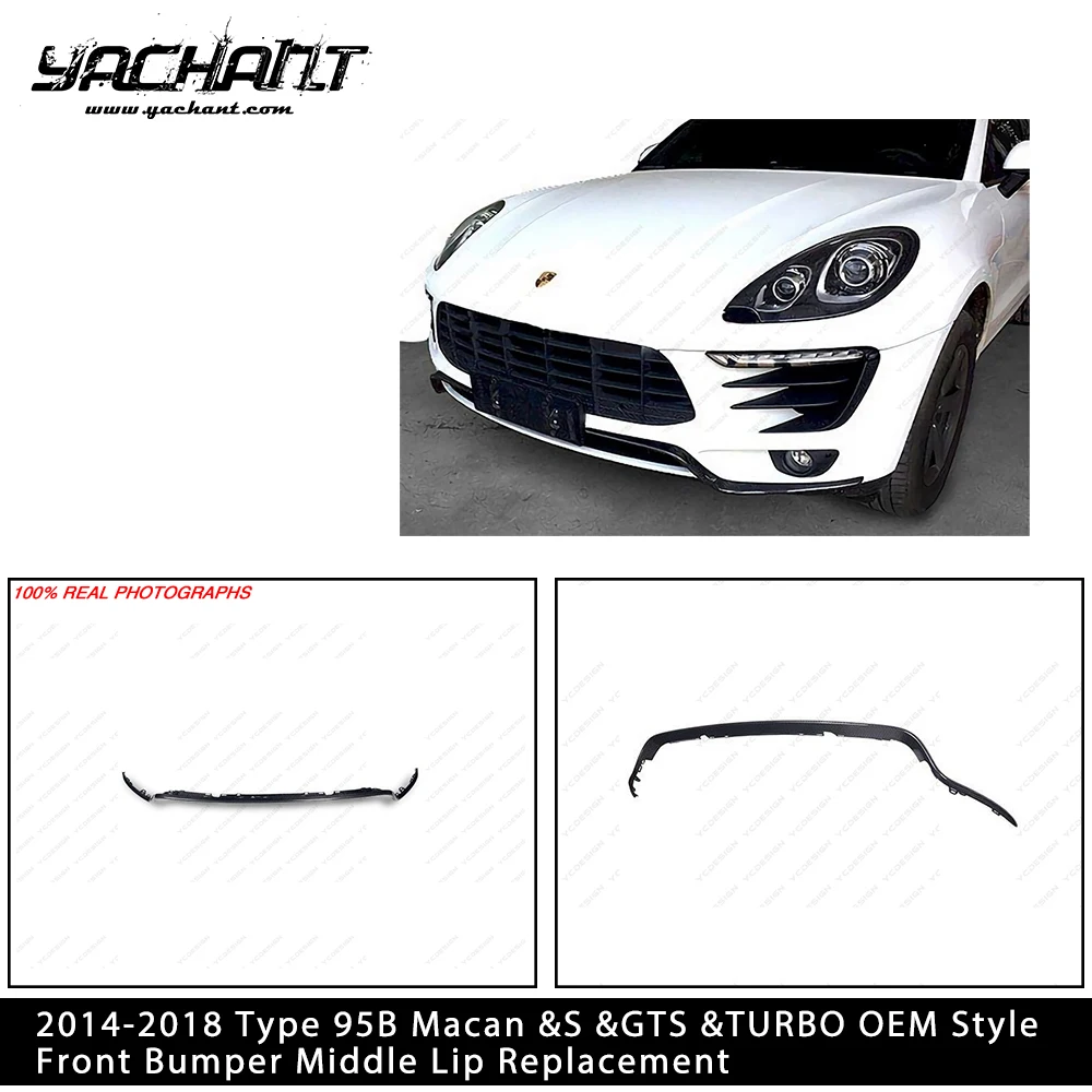 Car-Styling Accessories Carbon Fiber CF Front Bumper Middle Lip Replacement OEM Style For  2014-2018 Type 95B Macan &S