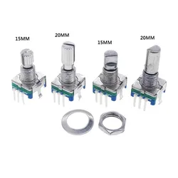 20pcs Rotary encoder,code switch/EC11/digital potentiometer,with switch,5Pin, handle length 15mm 20mm