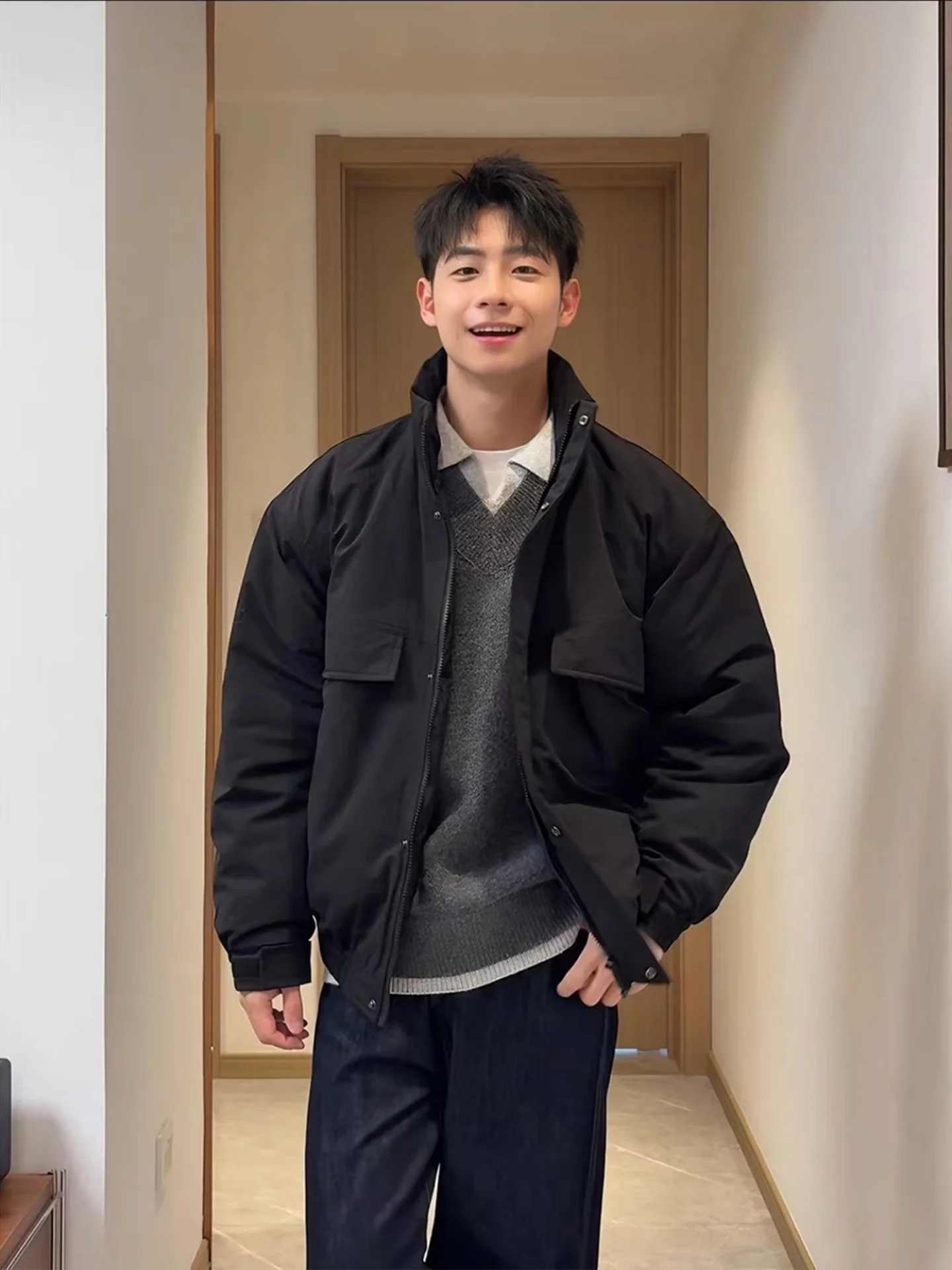 

Мужская утепленная куртка из хлопка в американском стиле, с воротником-стойкой, зимний летный костюм с полиэстеровым наполнителем, широкое утолщенное пальто