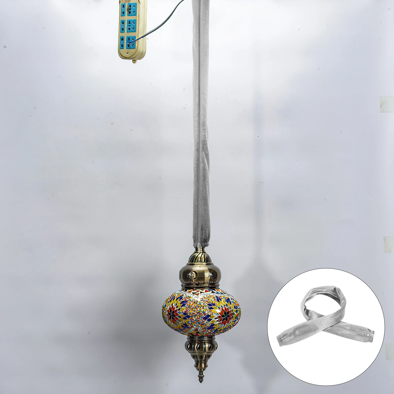 

Black Flannel Chandelier Chain Sleeve Removable Pendant Light Accessories Fabric Cord Covers Lighting Cable Management