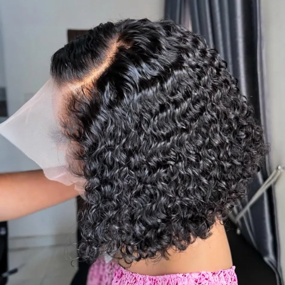 

Короткие кудрявые парики-боб 13x4 5x5 без клея, готовые к носке, из 100% бразильских человеческих волос, глубокая волна, парик с HD-кружевной передней частью 13x6 для женщин, 250% плотность