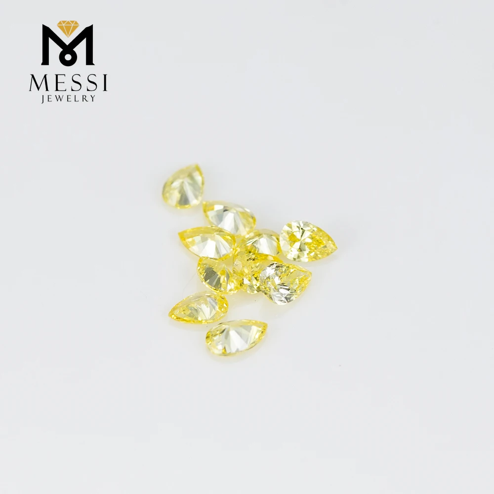 Messi Jewelry DEF VVS-VS Pear Full Cut Yellow Melee Lab Grown Diamond HPHT Loose Diamonds Store Wholesale