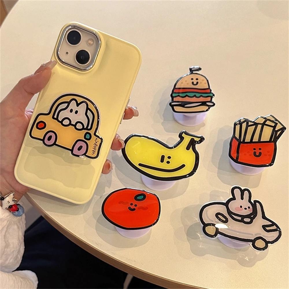 Korean Cartoon Bunny Driver Cute Fruit Phone Griptok Grip Tok Stand For iPhone 16 Phone Holder Socket Support Girl Bracket