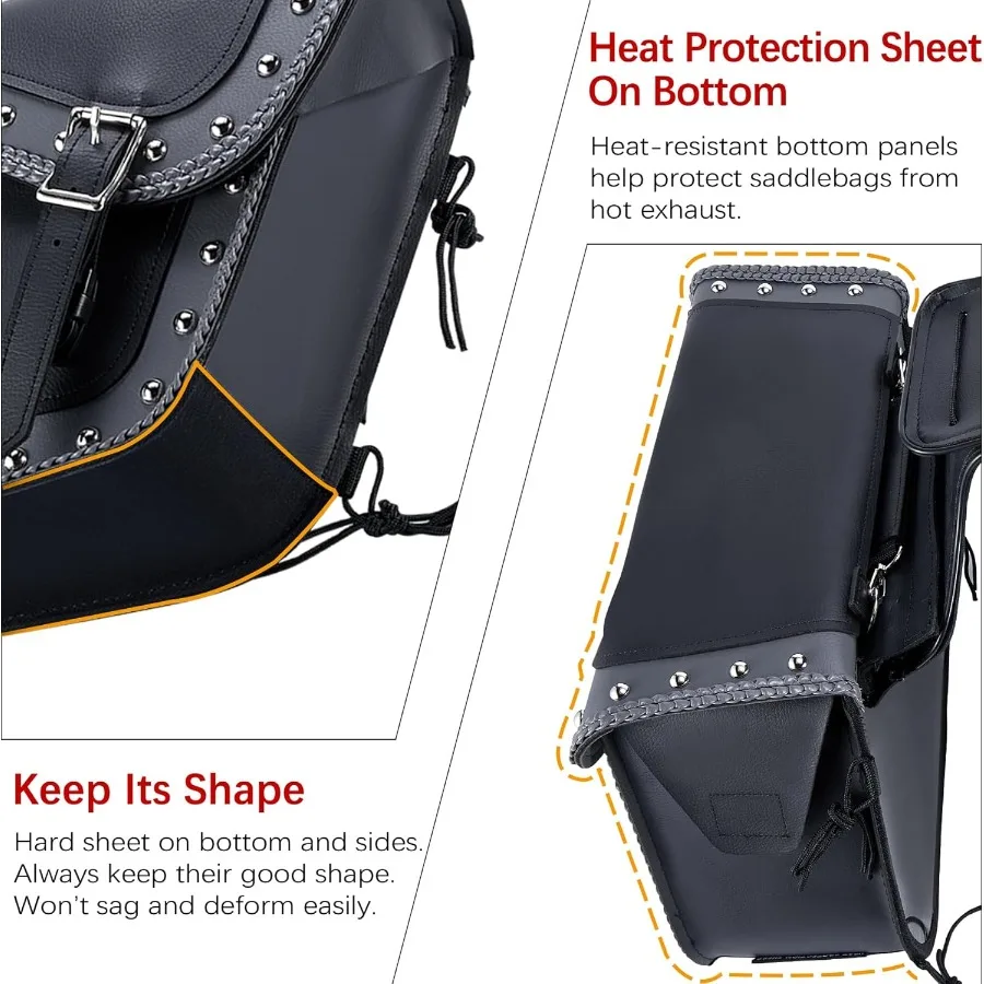Borse da sella per moto in ecopelle Borse laterali per moto in PVC con borchie Borse laterali per moto per Honda Shadow Sportster Softail D