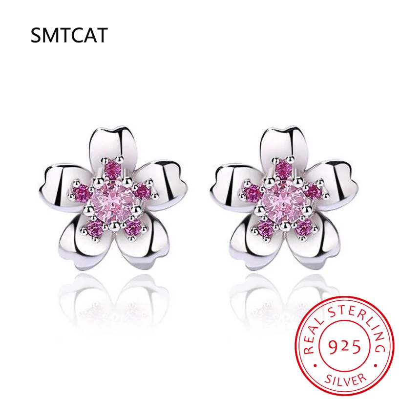 Moissanite 925 Sterling Silver Stud Earrings, Brilliant Sakura Shape VVS1 Clarity Lab Created Diamond Earrings MSE041