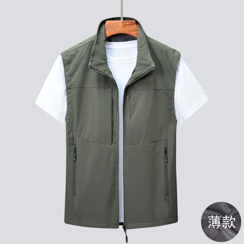 

Spring Summer Men's Outdoor Fishing Mountaineering Photography Stand-up Collar Quick-dry Breathable Tooling Vest