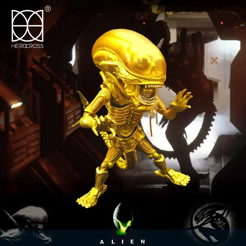 15cm Herocross Xenomorph Queen Set Gold Limited Edition Alloy Moveable Pvc Model Collection Toy Room Decoration Christmas Gift