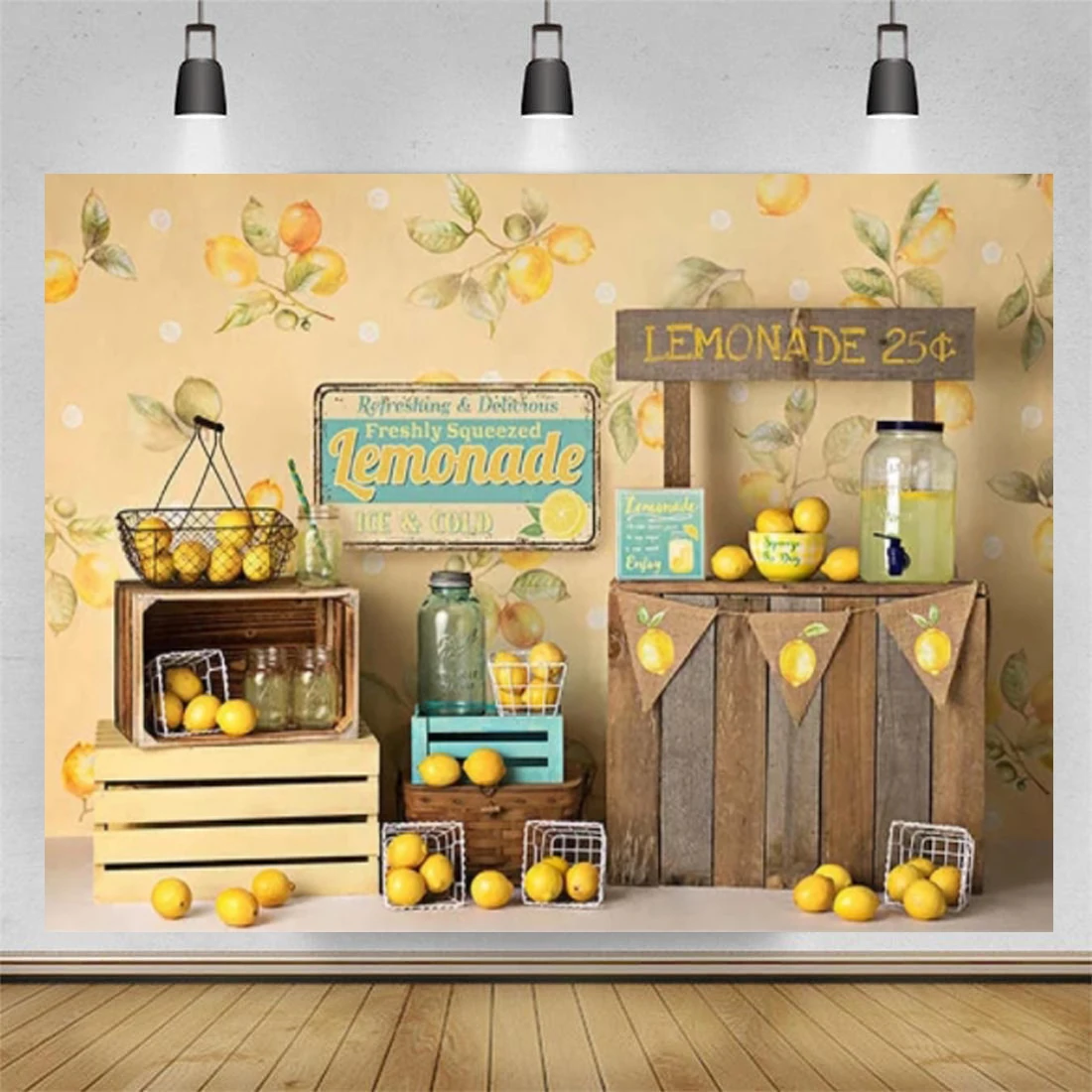 Photography Backdrops Lemon Fruit Party Cake Smash Newborn Baby Children Birthday Photo Props Studio Booth Background