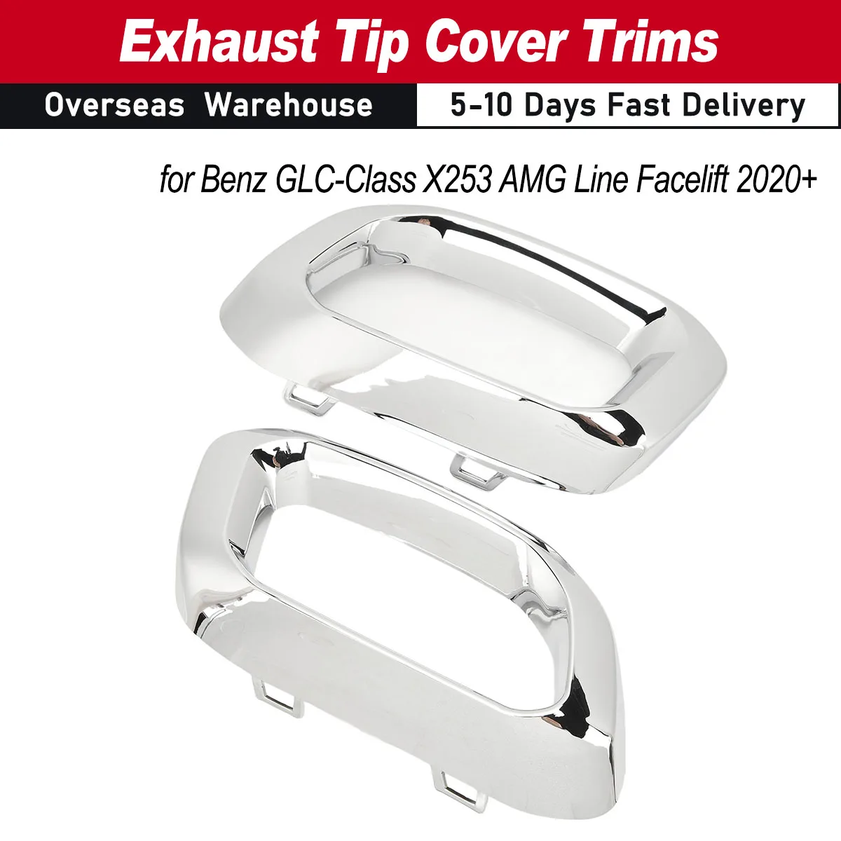 Exhaust Tip Cover Trims Bezel Fit For Benz GLC GLE GLS‑Class X253 C253 W167 V167 C167 X167 AMG Line 2020‑2023 Exhaust Tip Cover