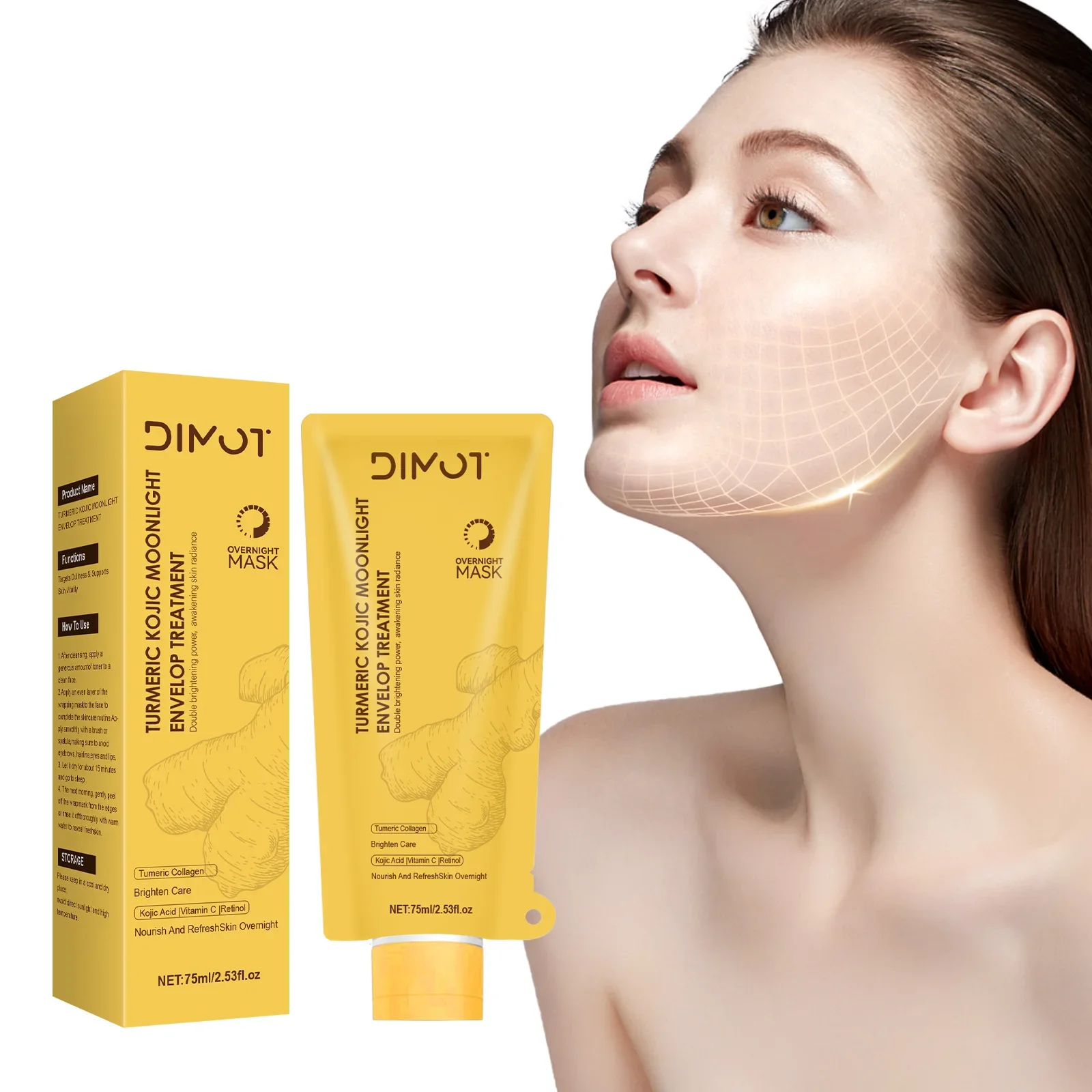 

Overnight Wrapping Peel Off Turmeric Mask Hydrolyzed Collagen Glowing Skin Nourishes Skin Firmnes Korean Skincare