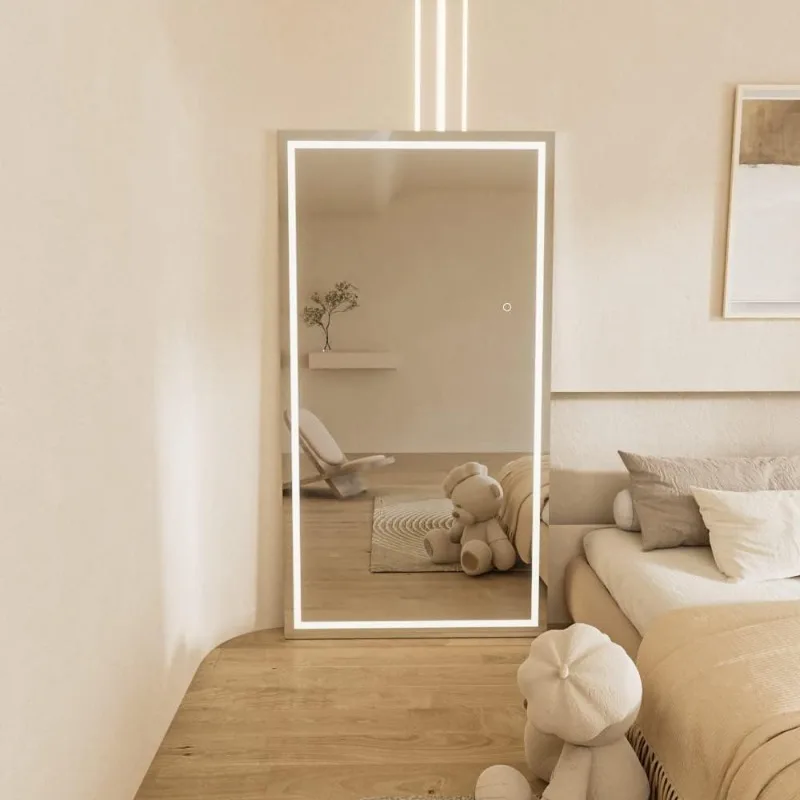 Full Length Mirror with Lights, LED Full Length Mirror, Lighted Full Body Length Light up Mirror Touch, Free