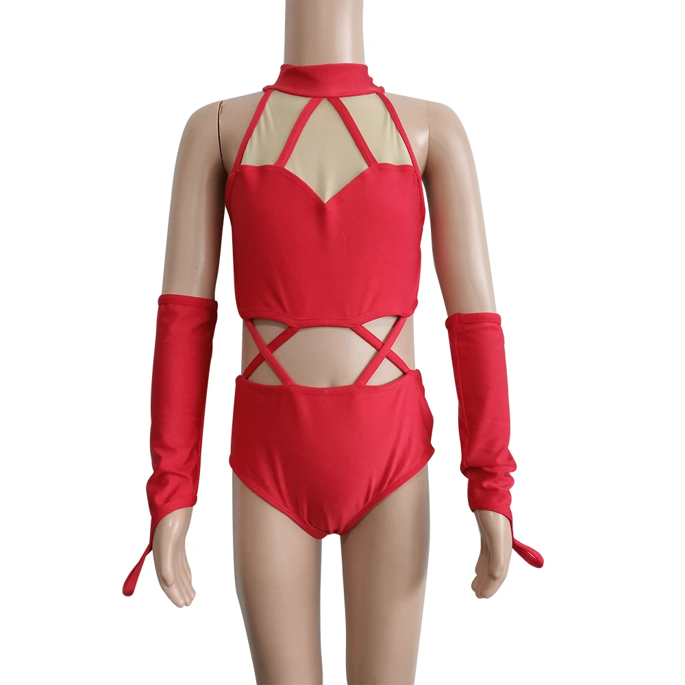 Kids Girls Retail and wholesale nylon/Lycra mesh modern dance ballet body suit training suit dance school group performance