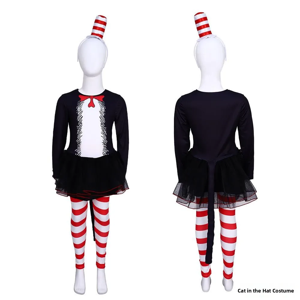 Fsia de loween Gato com Chapéu Fsia de Natal Traje de Performance com Chapéu Traje de Palco Vestuário Tradicional ...