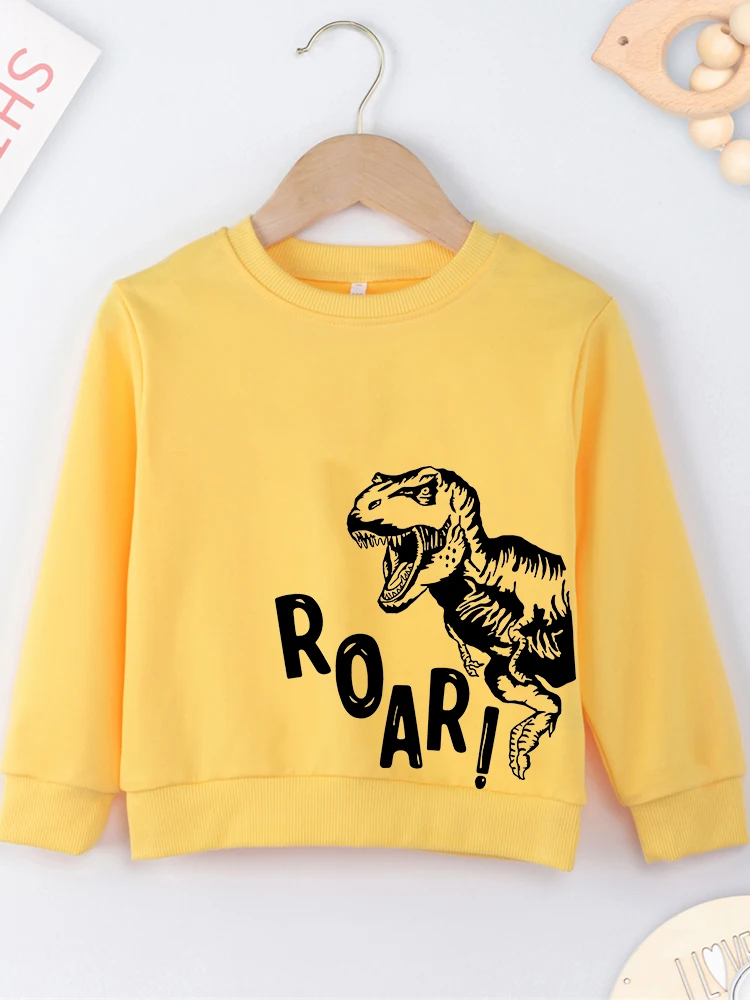 Dropship Red Baby Unisex Sweatshirts Dinosaur Print Outdoor Y2K Comfy O Neck High Quality Hoodless Popular Hot Sell Kids Sweater