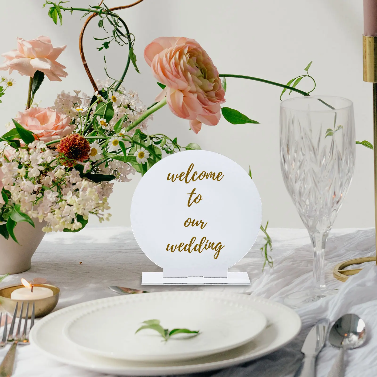 

6 set 6 Sets Round Acrylic Table Number Signs 2mm Silver Double Sided Blank Wedding Cards Reusable Seat Cards Party Favor