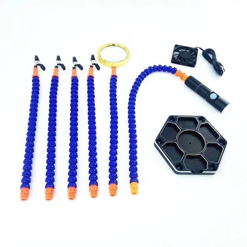 Multi Löten Helfende Hand Dritte Hand Werkzeug 3X Vergrößerungs USB DC Fan Taschenlampe Lupe PCB Schweißen Reparatur Station