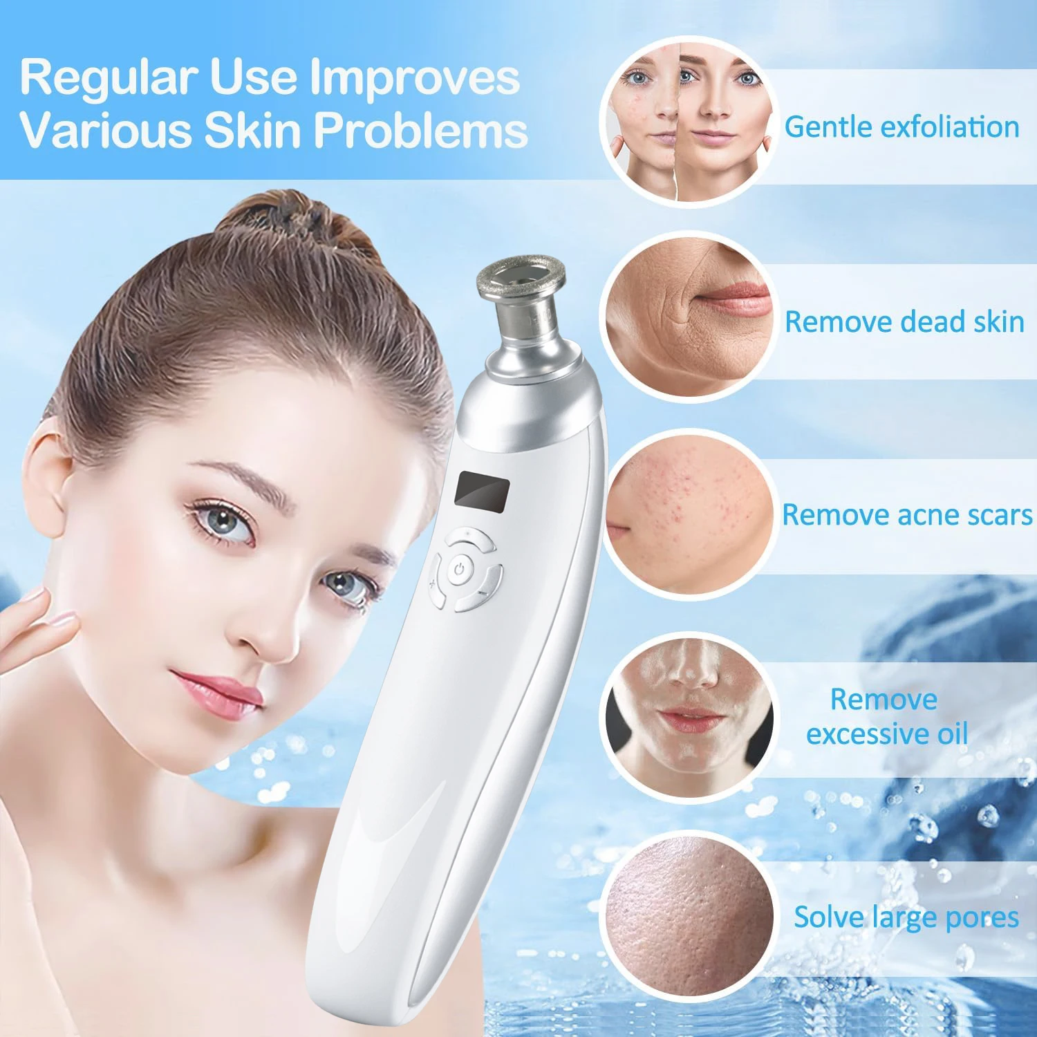 เครื่องไมโครเดอร์มาเบรชั่นแบบมือถือ กำจัดสิวเสี้ยน ดูแลผิวหน้า อุปกรณ์เสริมความงามสำหรับรอยแผลเป็นจากสิว