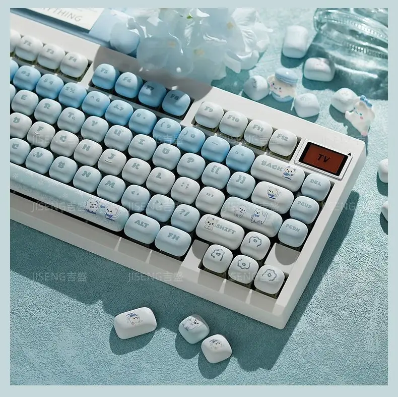 MOG Keycaps 140 Keys Cute Keycaps Cat PBT Pink Keys Gift for Girl Cute New Square Thermal Sublimation Mechanical Keyboard 6.25U