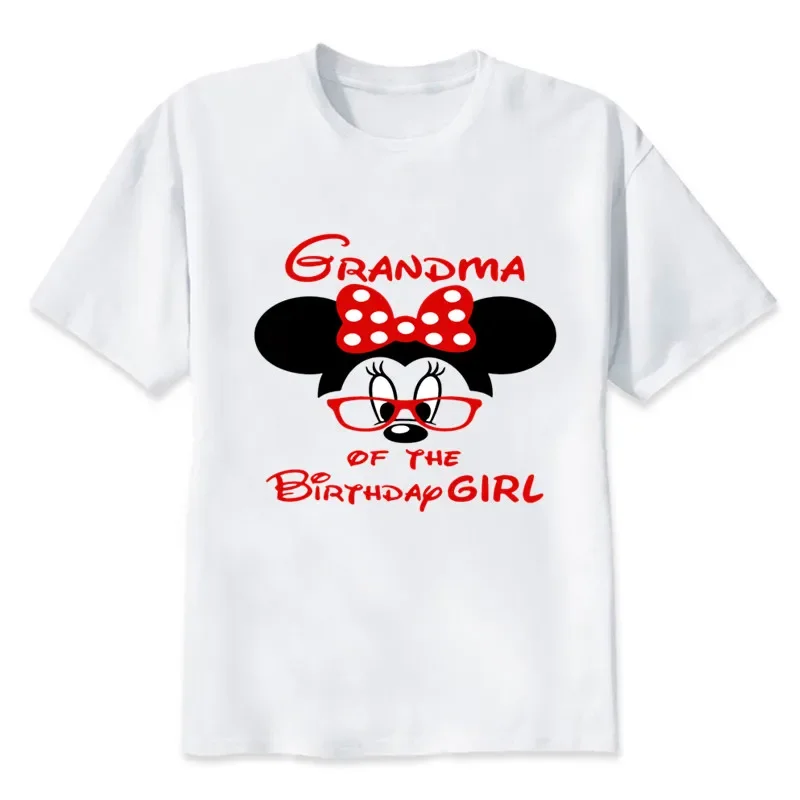 Disney Matching Family Outfits For Birthday Girl Minnie Mouse Theme Party Family Look T-shirt Kids Clothes Father Mother Kids