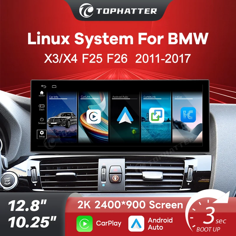 

Car multimedia player for BMW X3 X4 F25 F26 2011-2017 CIC NBT 10.25" 12.8" 2K Screen with CarPlay Android Auto GPS Navigation