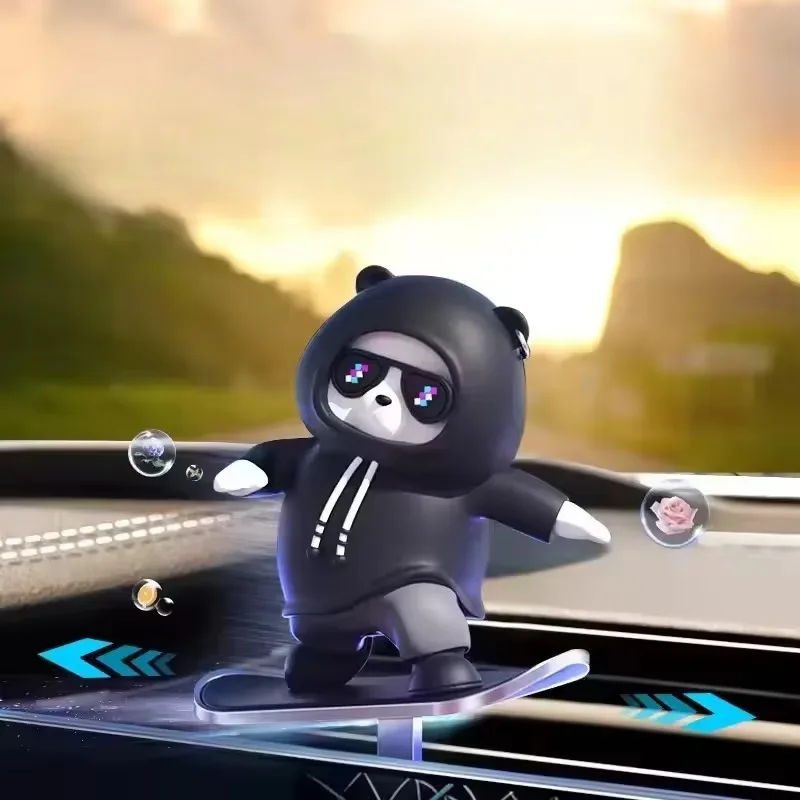 ديكورات متحركة على شكل دب لوح تزلج رائعة - ديكور شاشة تحكم عالمي للسيارة، ملحقات داخلية أساسية للسيارة #4