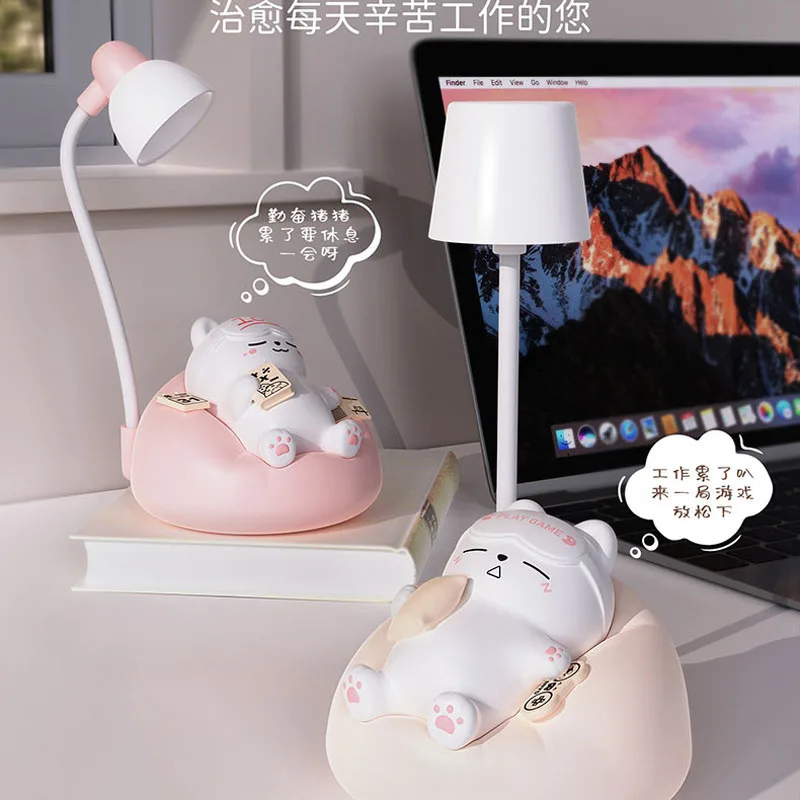 New Cute Pet Sleeping Cat Night Light, Night Feeding Tool, Small Desk Lamp USB Charging Bedhead Companion Night Light