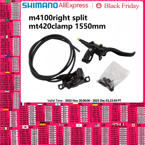 Shimano Split Brake M4100 abrazadera MT420 dividida derecha 1550mm 1600mm 1650mm 1700mm pinza de freno de disco hidráulico con almohadillas de resina MTB