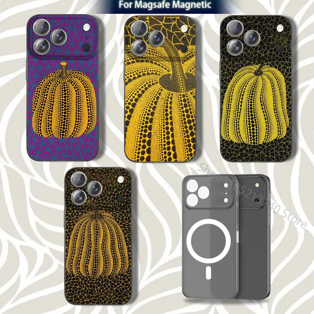 

Y-Yayoi P-Pumpkin K-KusamaS For iPhone 17,12,11,14,13,15,16,Plus,Air,Pro,Max,E,Mini for Magsafe Magnetic Frosted Grey Phone Case