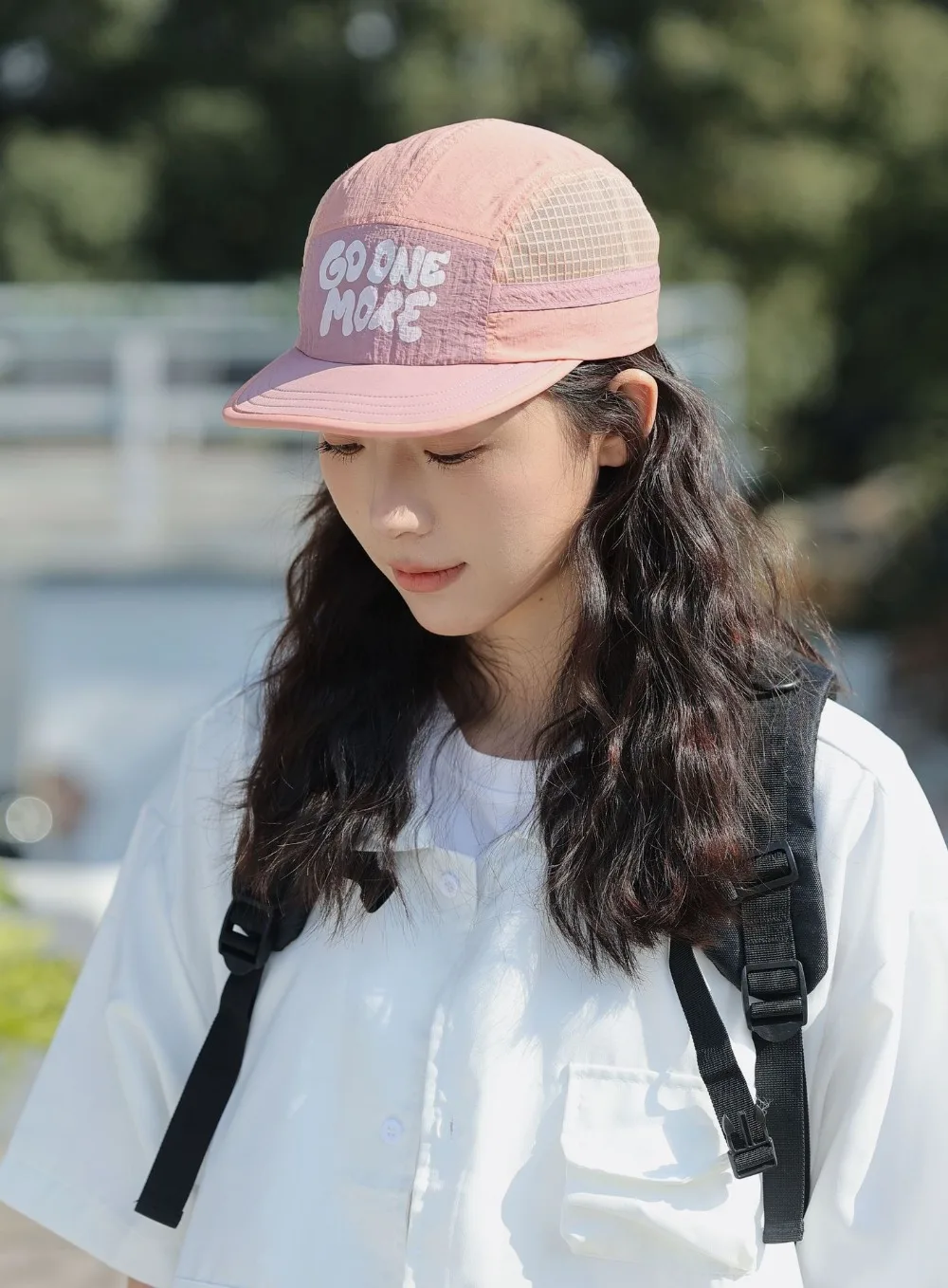 Schnell trocknende Mütze mit Buchstabendruck, Kordelzug-Design, japanischer Stil, Sonnenschutzkappe, dünn, verstellbar, Baseballkappe mit kurzer Krempe, Unisex