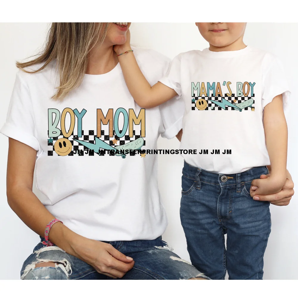 Mama Mini Family Design Flower Decals Iron On DTF Boy Girl Mom Matching Transfers Stickers Ready To Press For T-shirts