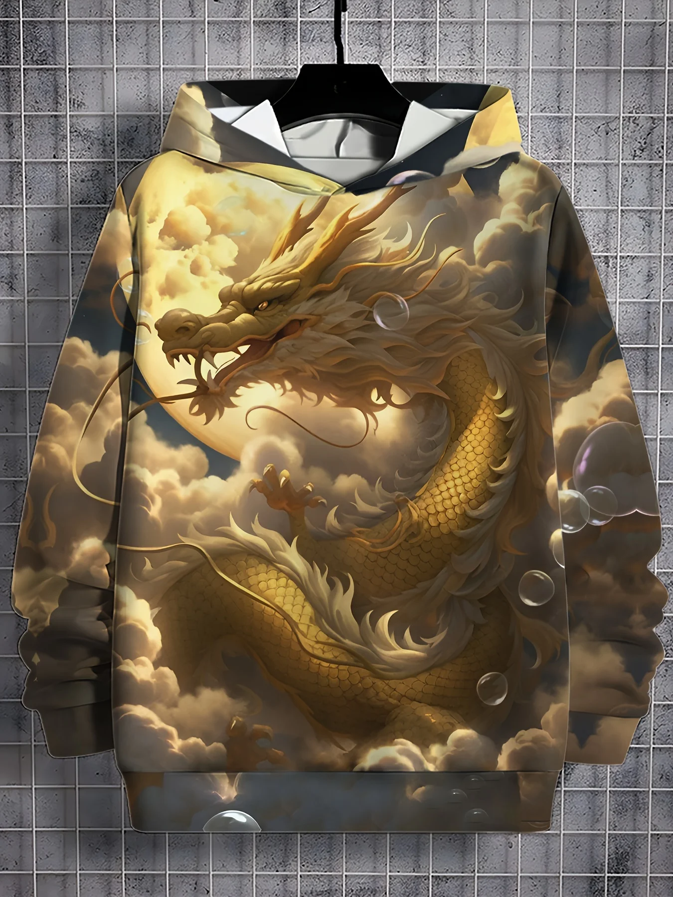 Fashion Men\'s Hooded Hoodies 3D Prints Dragon Blaze Sweatshirt Drawstring Sportwear Long Sleeve Tops Casual Men\'s Clothing