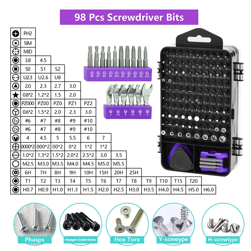 138 In 1 Precision Screwdriver Set Magnetic Repair Tool Kit for Electronics Computer iPhone Laptop Game Console Watch Eyeglasses