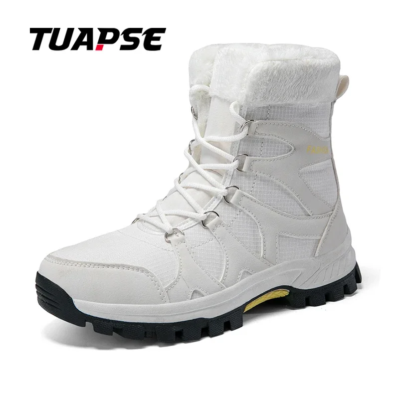 TUAPSE 2025 Trend Winter Outdoor Men Woman Snow Boots Couple Waterproof Plush Warm Non-Slip Thick Sole Mid-Calf Hiking Shoes