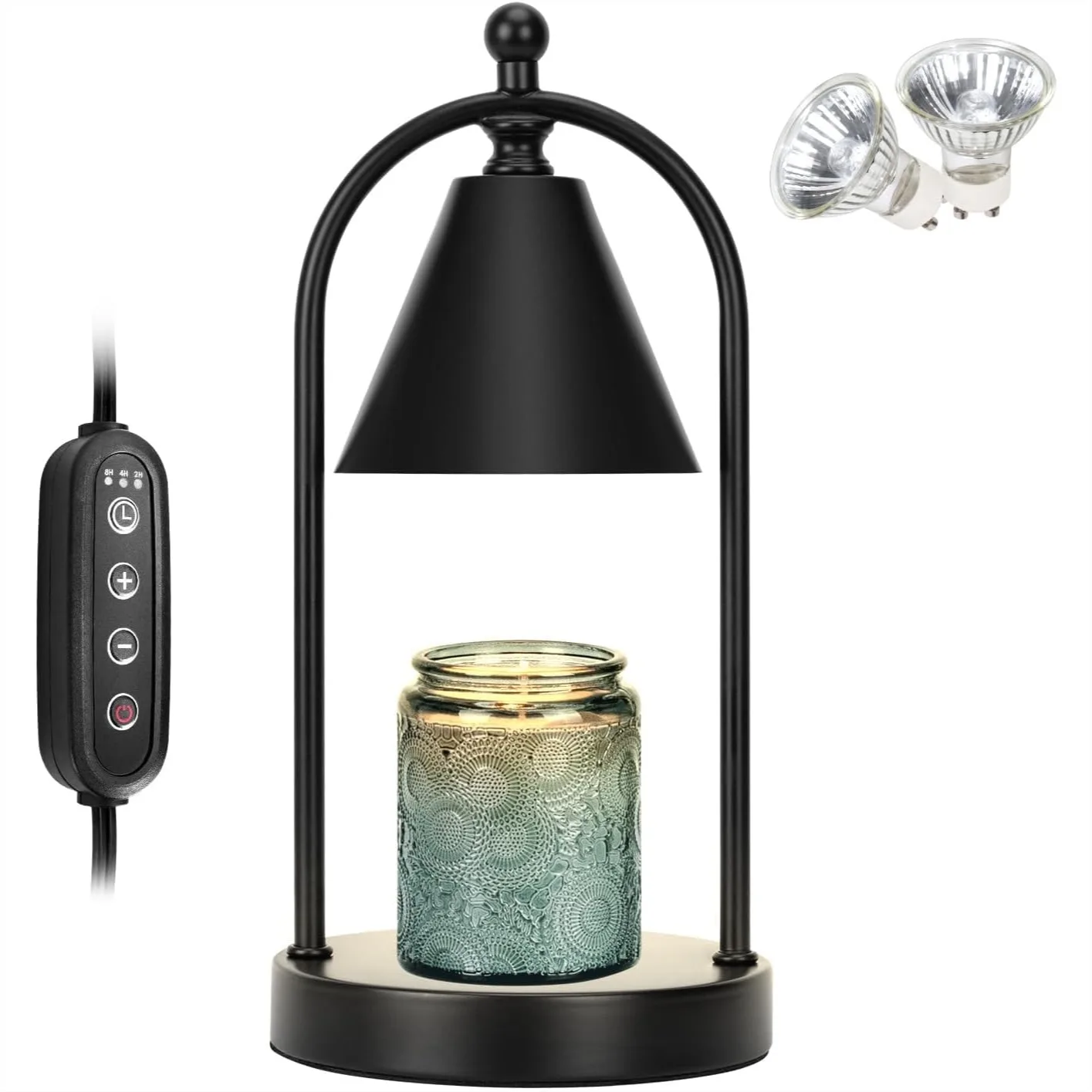 Candle Warmer Lamp with Timer, Dimmable Wax Melter for Home Decor, Electric Candle Warming Light for Bedroom with 2 Bulbs