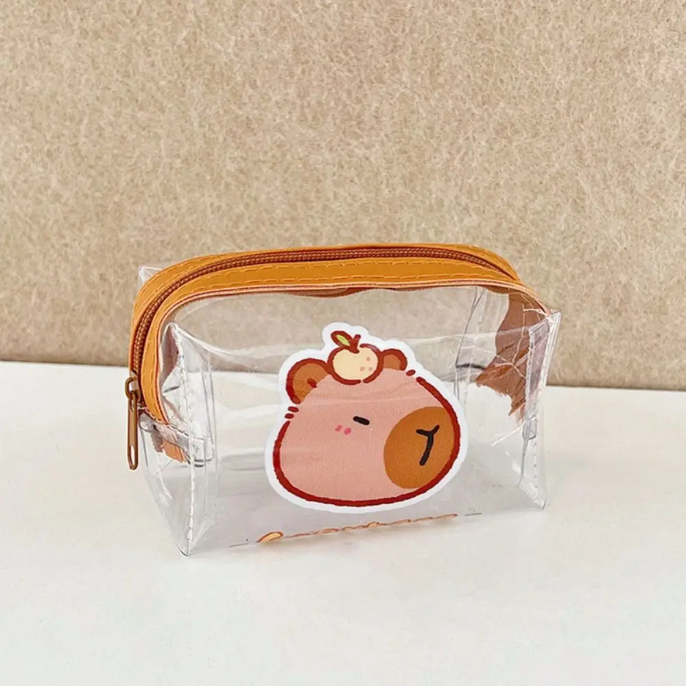 Creative Cartoon Capybara Coin Purse PVC Small Item Bag Lipstick Storage Bag Cosmetic Bag Wallet Transparent Change Bag Women