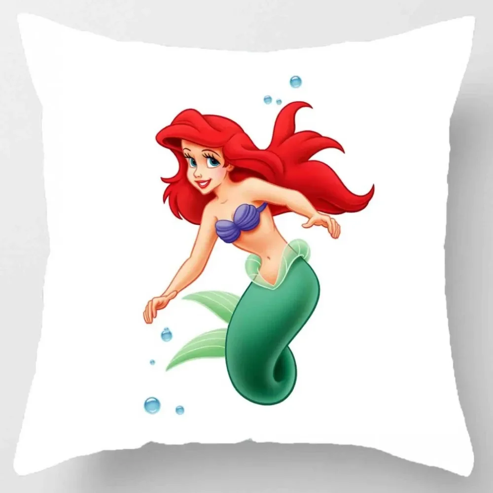 Cartoon Mermaid Ariel 3D Printed 1Pcs Cushion Cover 45x45cm Home Decorative Sofa Car Chair Throw Pillow Case Christmas Gift