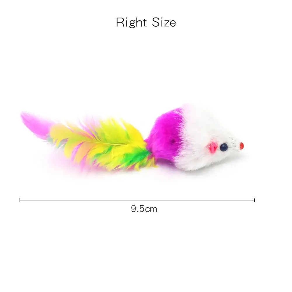 Cat Toys Rabbit Fur False Mouse Pet Cat Toys Feather Rainbow Ball Toy Cayts Funny Playing Toys For Cats Kitten Cat Toy