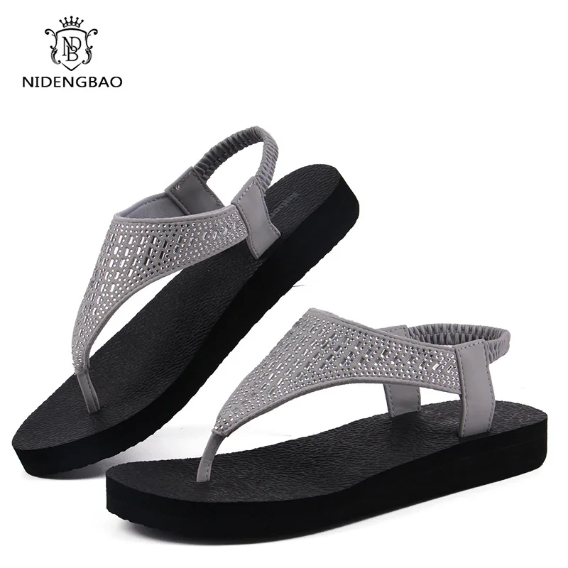 Big Size 35-44 Women Yoga Sandals Summer Sandals Retro Shoes Female Elastic Straps Comfy Flats Beach Shoes Women Flip Flops