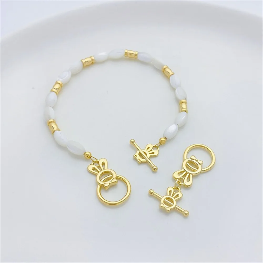 

14K Gold-coated Rabbit Ring OT Buckle Handmade Diy Bracelet Necklace Connected Finishing Buckle Jewelry Accessories Materials