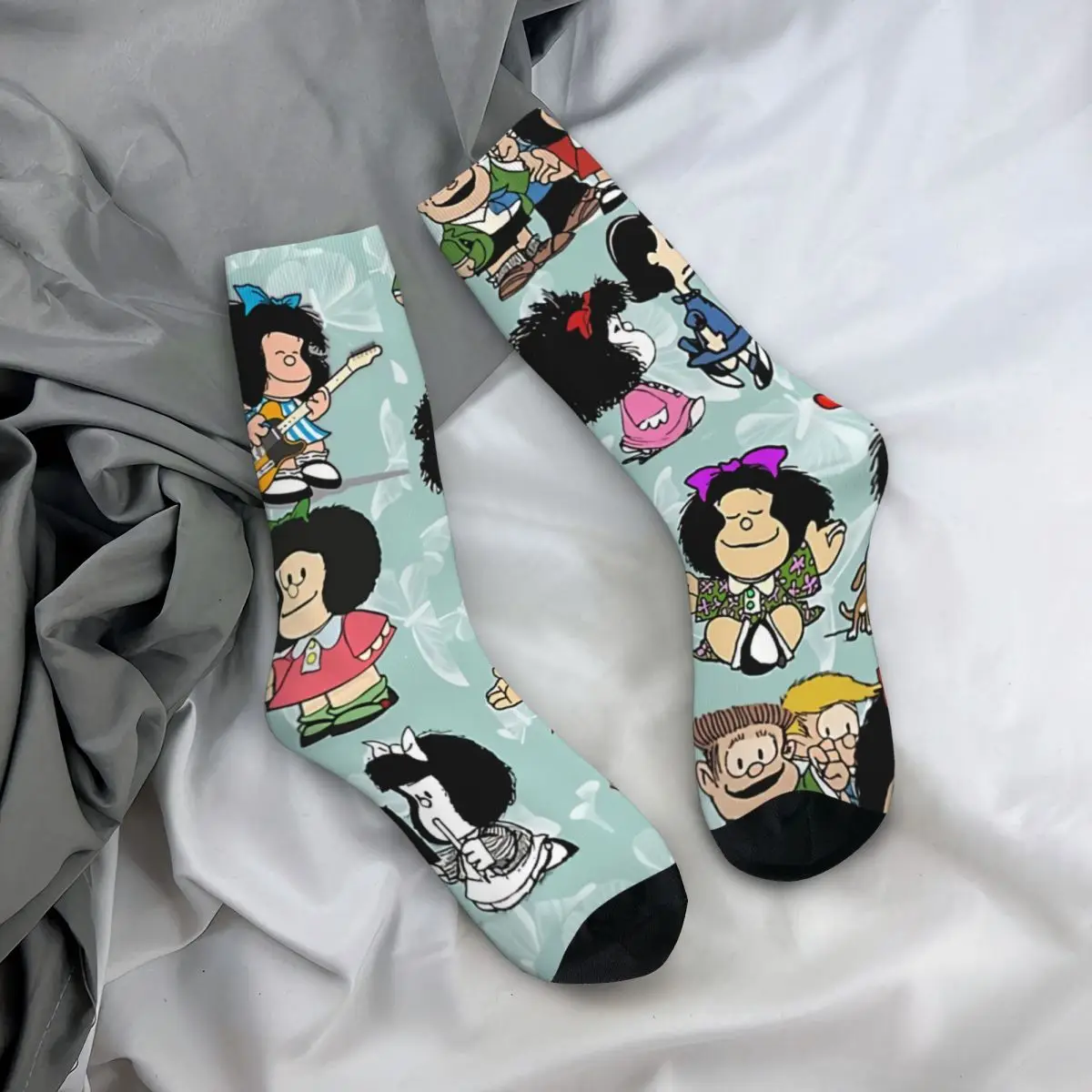 Chaussettes de cyclisme à motif comique pour hommes et femmes, bas Mafalda Miguelito, cadeau de nouveauté, printemps, été, automne, hiver