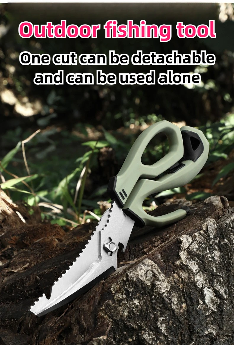 Premium Fishing Cutting Scissors Heavy Duty Kitchen with Detachable Blades Stainless Steel Multi-function Poultry Shears