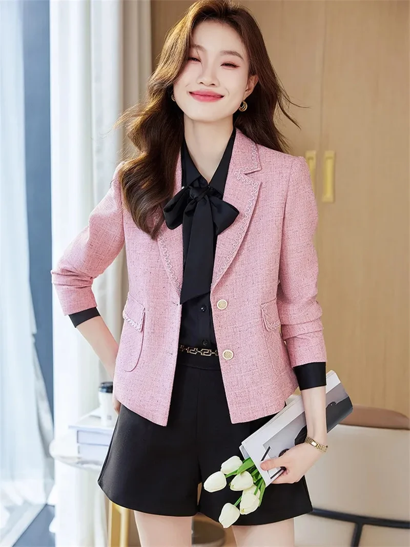 Spring Autumn Women Suit Coat New Korean Casual Small Fragrant Single Breasted Short Jacket Ladies Blazers Female Outerwear 5XL