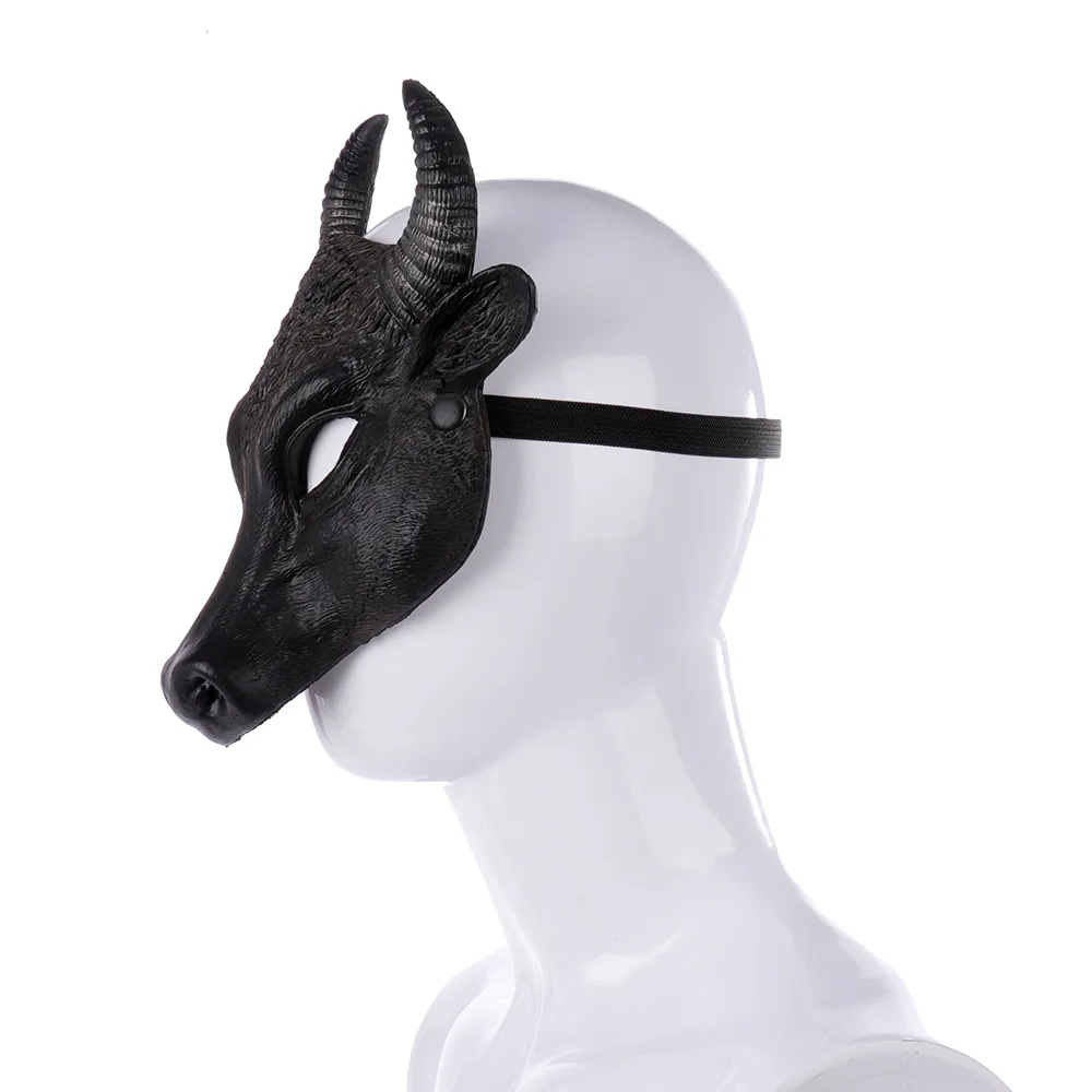 Ox Masks Black Buffalo Cosplay Halloween Masks PU Black Bull Half Face Mask Horror Animal Cosplay Mask Party Masque Accessories