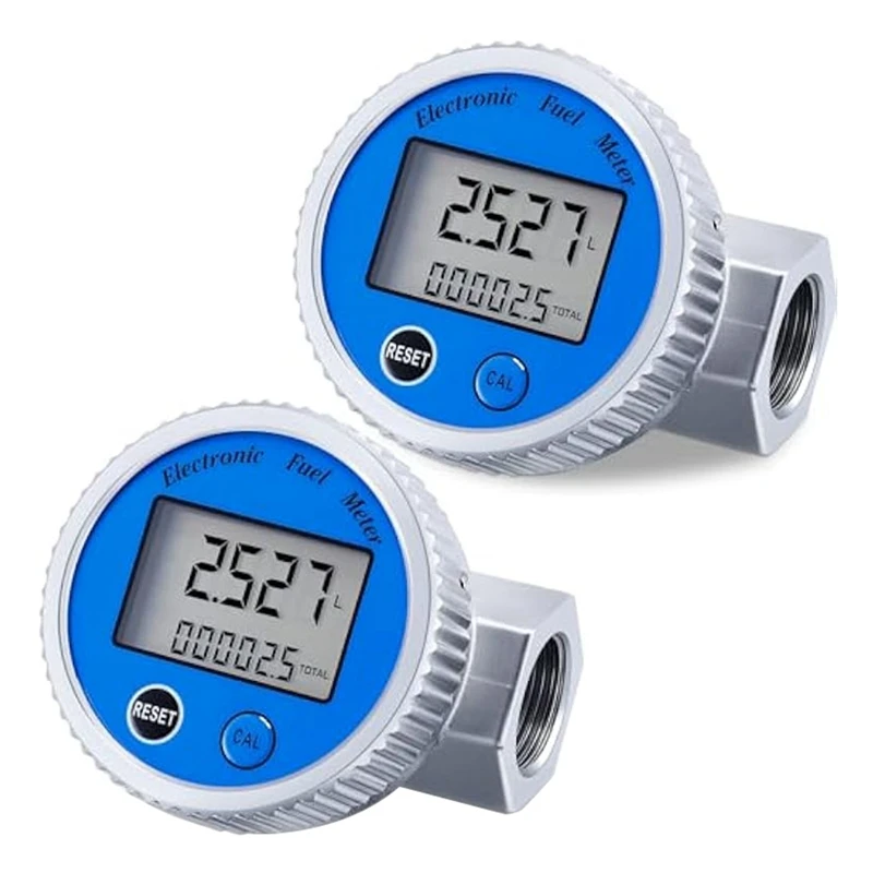 

2Pcs Digital Turbine Flow Meter 1In NPT Thread Water Flow Meter Fuel Meter Gas Oil Fuel Flowmeter, For Gasoline