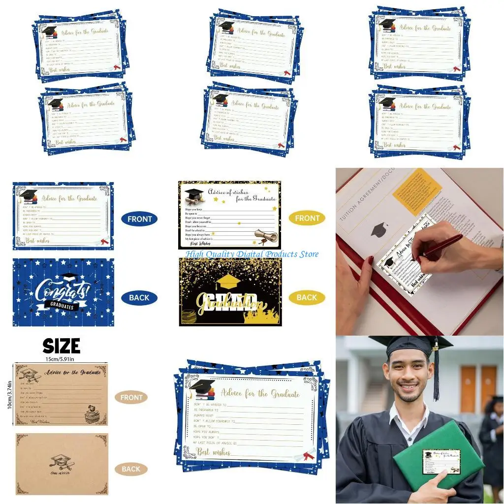U2JE Pack 6 Afstuderen Wensen Advies Kaarten 6x4Inch Wenskaarten voor Afgestudeerden School Feestartikelen Afstuderen
