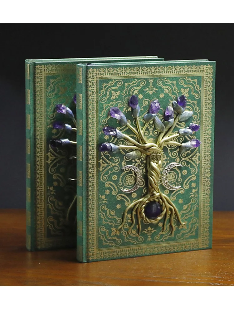 european-style-creative-notebook-tree-of-life-amethyst-original-stone-tree-personalized-relief-craft-magic-notebook-decoration