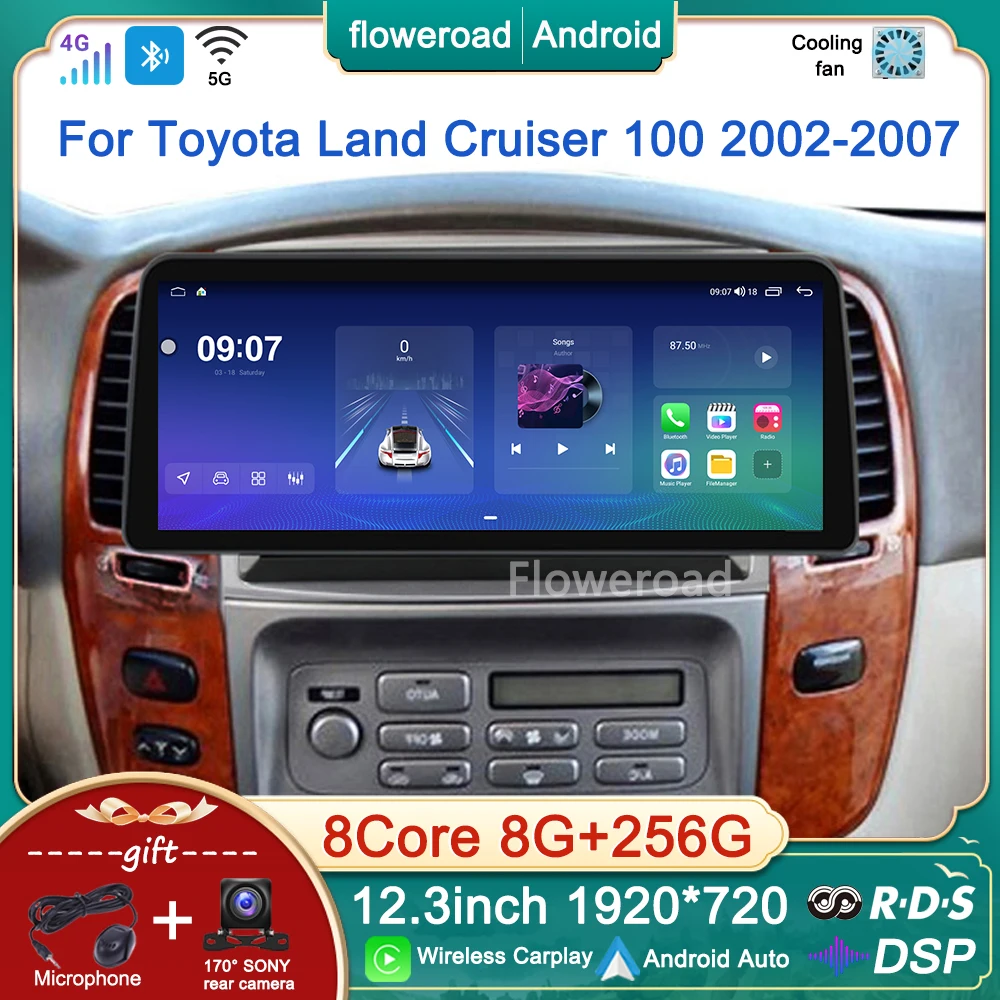 

12.3'' Android For Lexus LX470 J100 2 2002-2007 For Toyota Land Cruiser LC 100 2002-2007 Car Radio Multimedia Player GPS Carplay