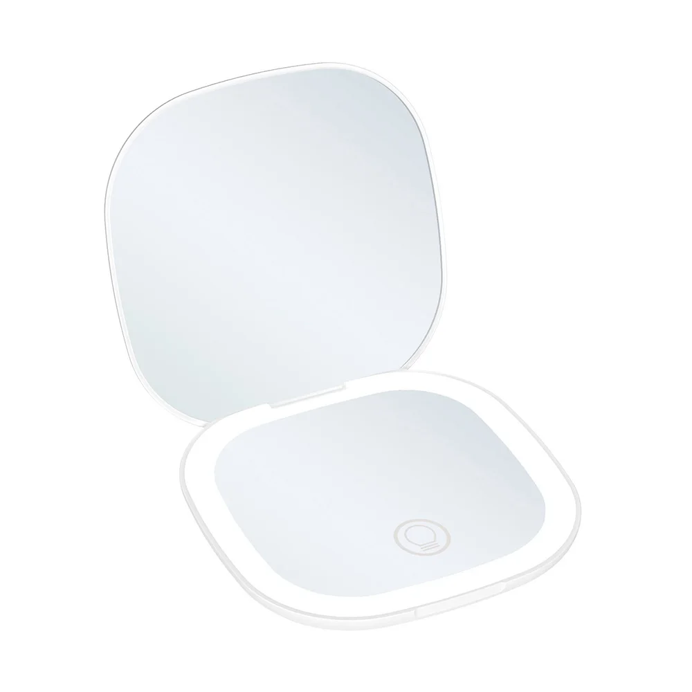 Mini Compact Foldable Pocket Hand Led Makeup Mirror With Led Light 5x/10x Magnification Rechargeable And Small