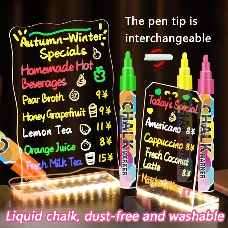 

Single 6MM liquid chalk dust free DIY painting graffiti erasable marker acrylic blackboard highlighter LED writing board glass